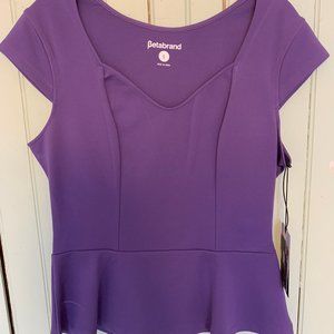 Betabrand Work-It Peplum Top - Plum - Large